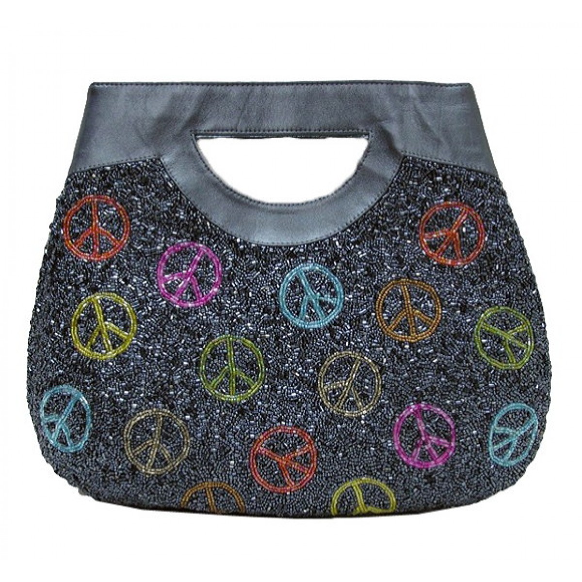 Tote with Beaded Peace Signs