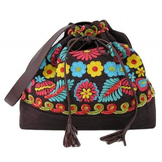 Tote with Embroidered Flowers