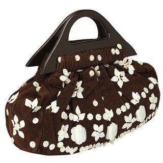 Ultra Suede Bag with Mother of Pearl Embellishments
