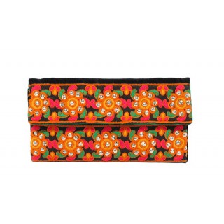 Velvet Embroidered Clutch with Flowers