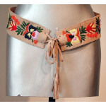 Wide Suede Flower Embroidery Belt