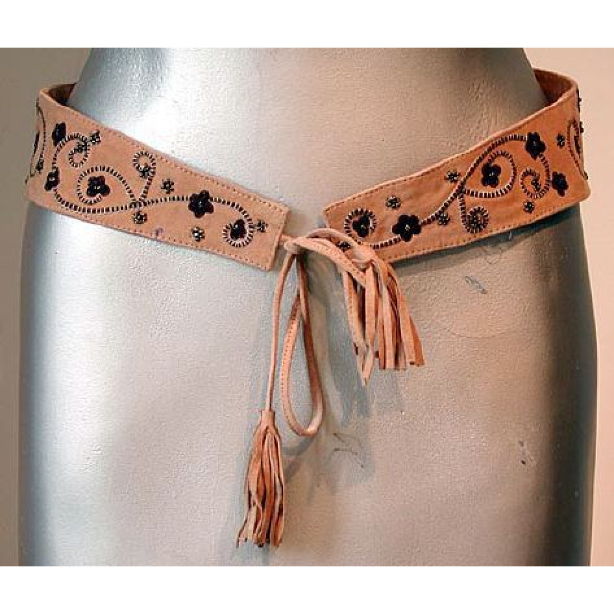 Wide Suede Swirl Pattern Belt