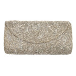 Women Evening Beaded Silver Bag