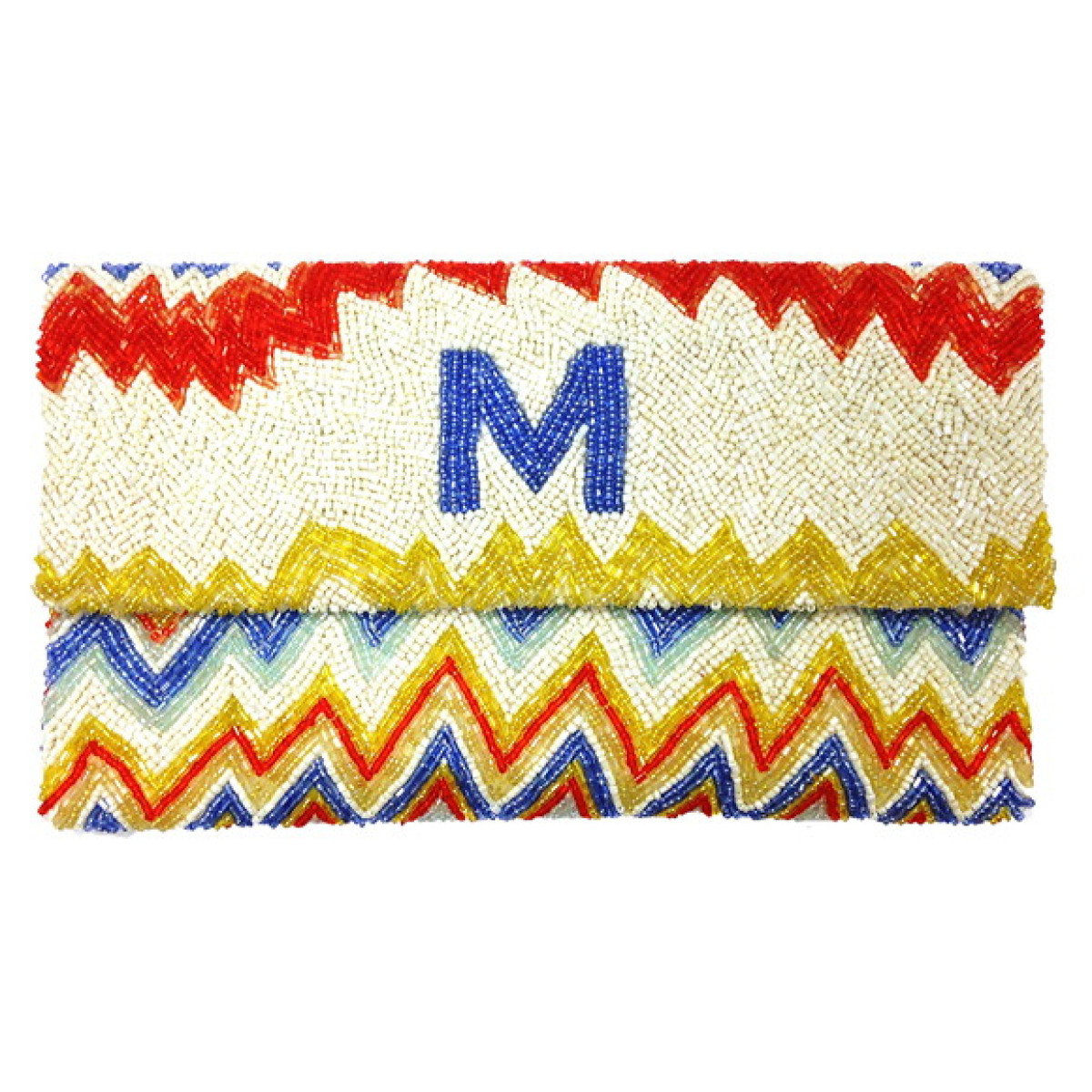 Zig Zag Pattern Beaded Alphabet Envelope Clutch